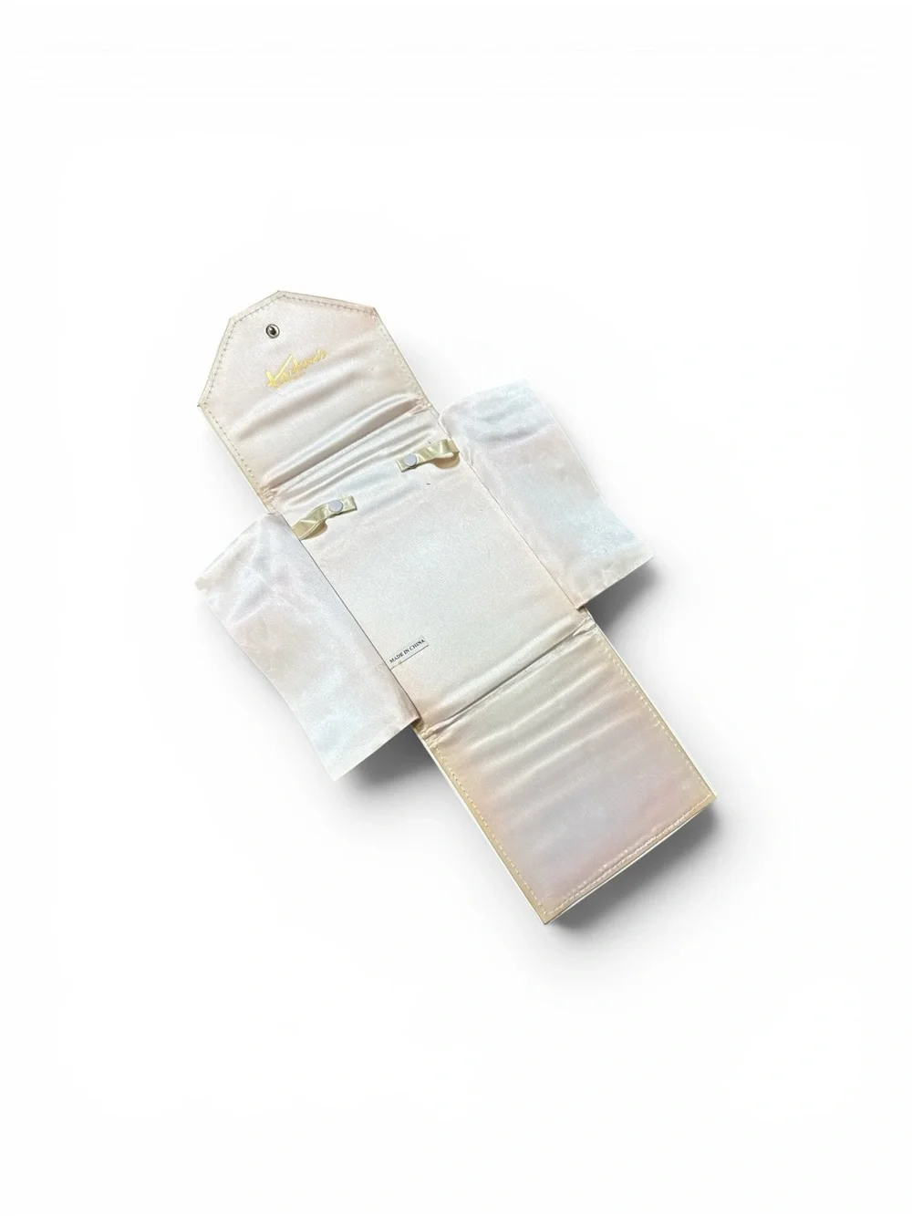 Vintage 1960s White Leather Kartens Jewelers Necklace Jewelry Travel Pouch